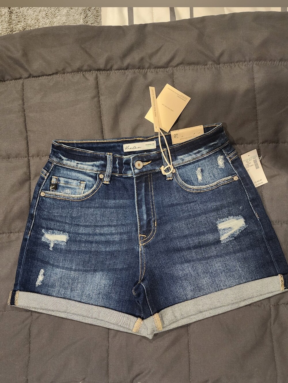 KanCan High Rise 4in Rolled Hem Boyfriend Short
